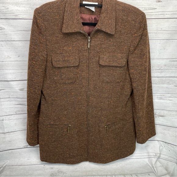 🍁 Chaus Wool Tweed Blazer Lined Jacket Coat Sz 10 - Picture 1 of 7
